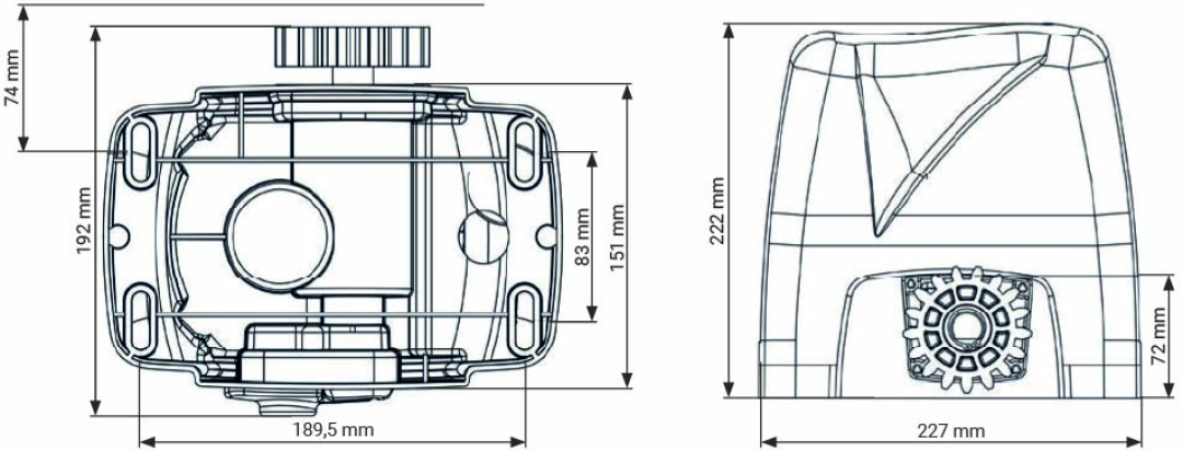 Diagrama de dimensões do motor DZ Atto Turbo
